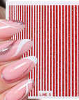 Red Glitter Line Nail Sticker