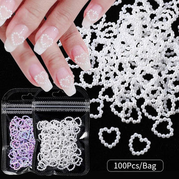 100pcs White Pearl Love Design