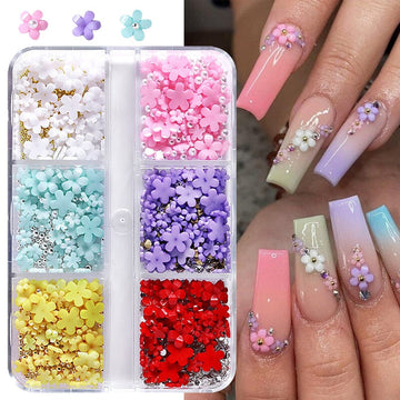 6 Colors Flowers 3D Nail Decoration