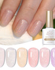 Pink Jelly Glitter Gel 6 Colors Gel Polish Set 10ml