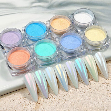 8pcs Neon Pearly Nail Powder