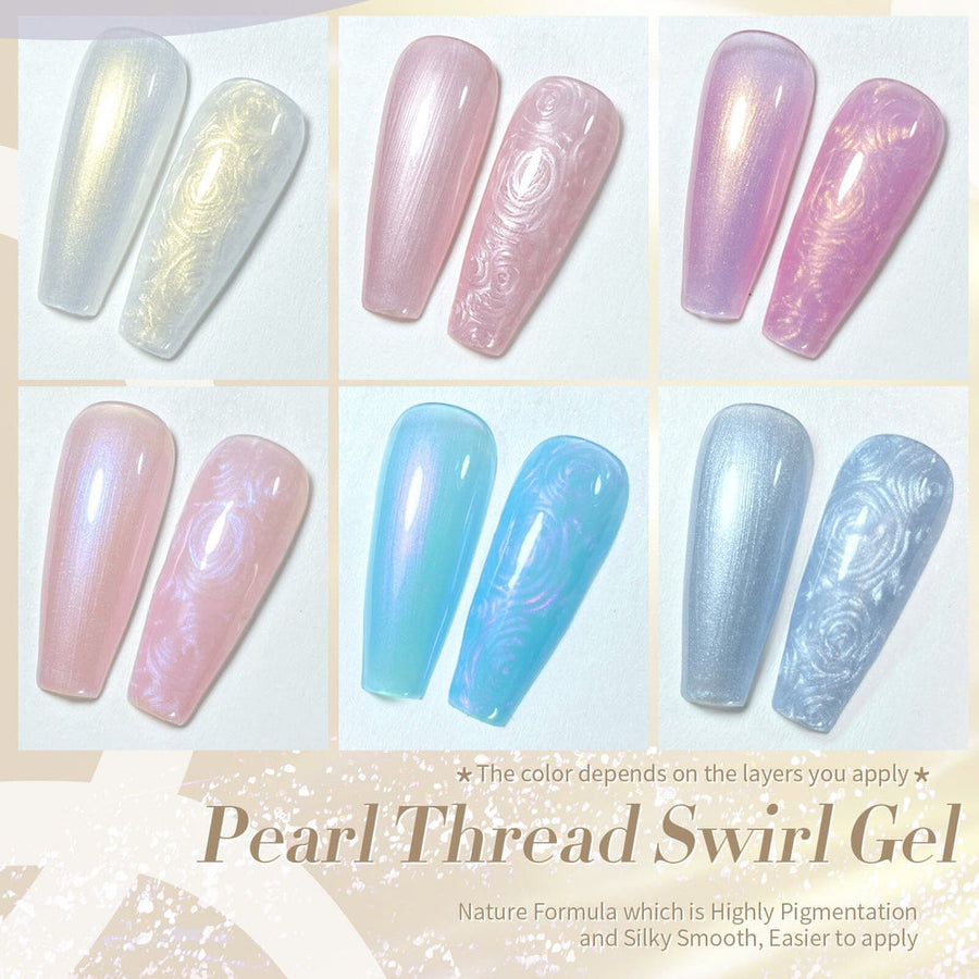 6 Colors Pearl Thread Swirl Gel Polish 7ml