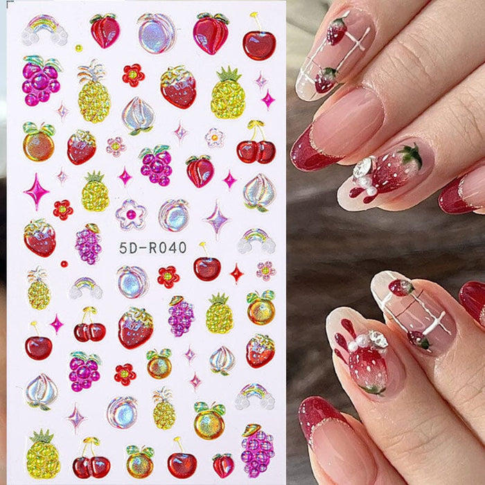 Fruit Flower Butterfly 5D Nail Stickers