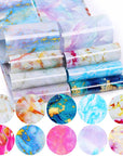 10pcs Blue Marble Nail Foil Sticker