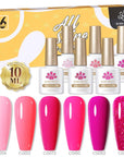 Pink 6 Colors Gel Polish Set 10ml