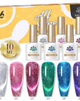 6 Colors Gel Polish Set (Magnetic, Thermal)