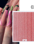 Red Glitter Line Nail Sticker