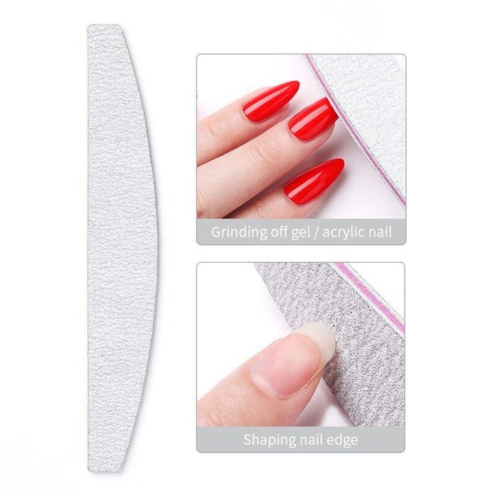 5pcs White Curved Nail Files 100/180