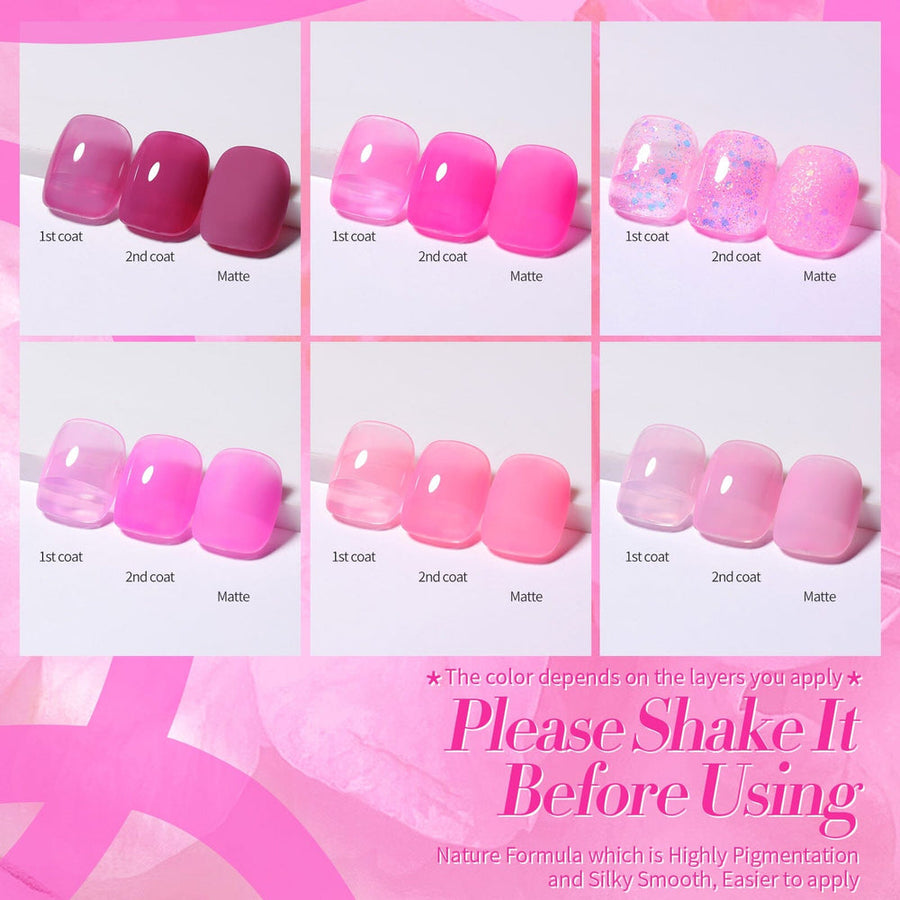 6 Colors Pink Muse Milky Jelly Gel Polish Set 7ml