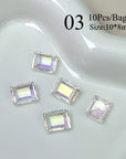 10pcs Rectangular Sugar Cube Rhinestones Nail Art Decoration