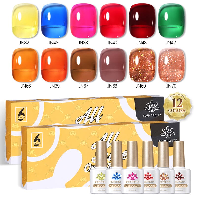 12 Colors Candy Glitter Jelly Gel Polish Set 14 10ml