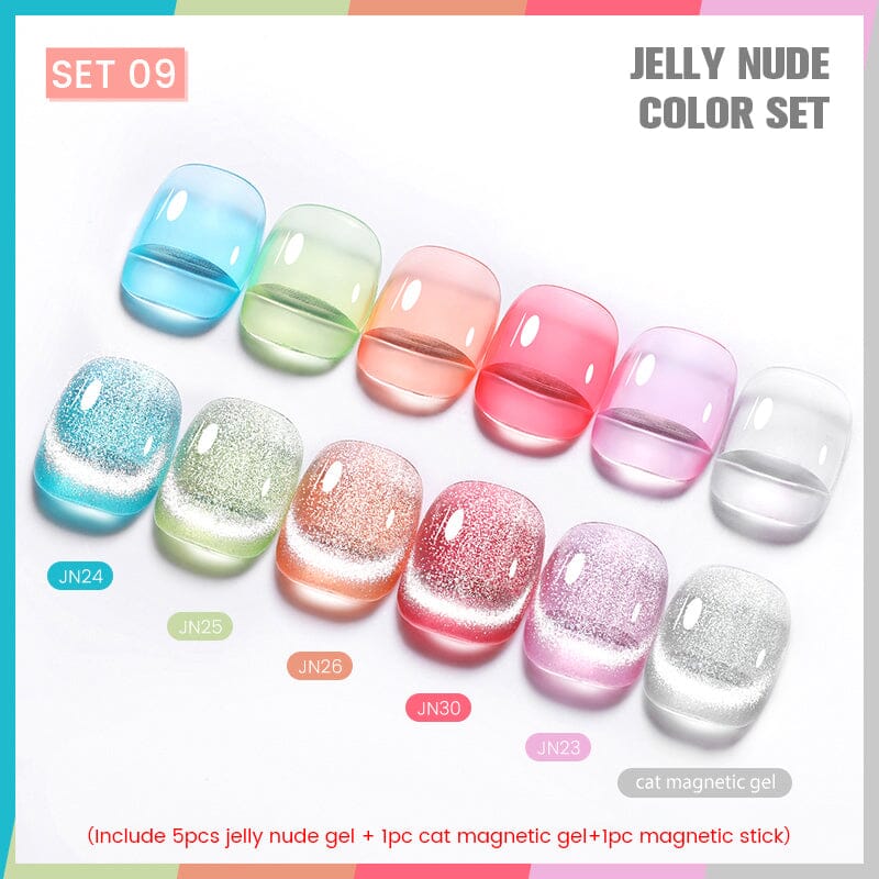 6 Colors Jelly Jude & Cat Magnetic Gel Set 09 10ml with Magnetic Stick