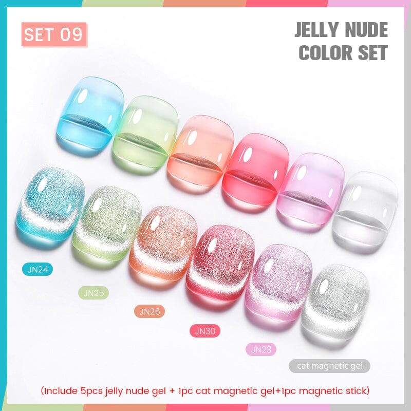 6 Colors Jelly Jude & Cat Magnetic Gel Set 09 10ml with Magnetic Stick