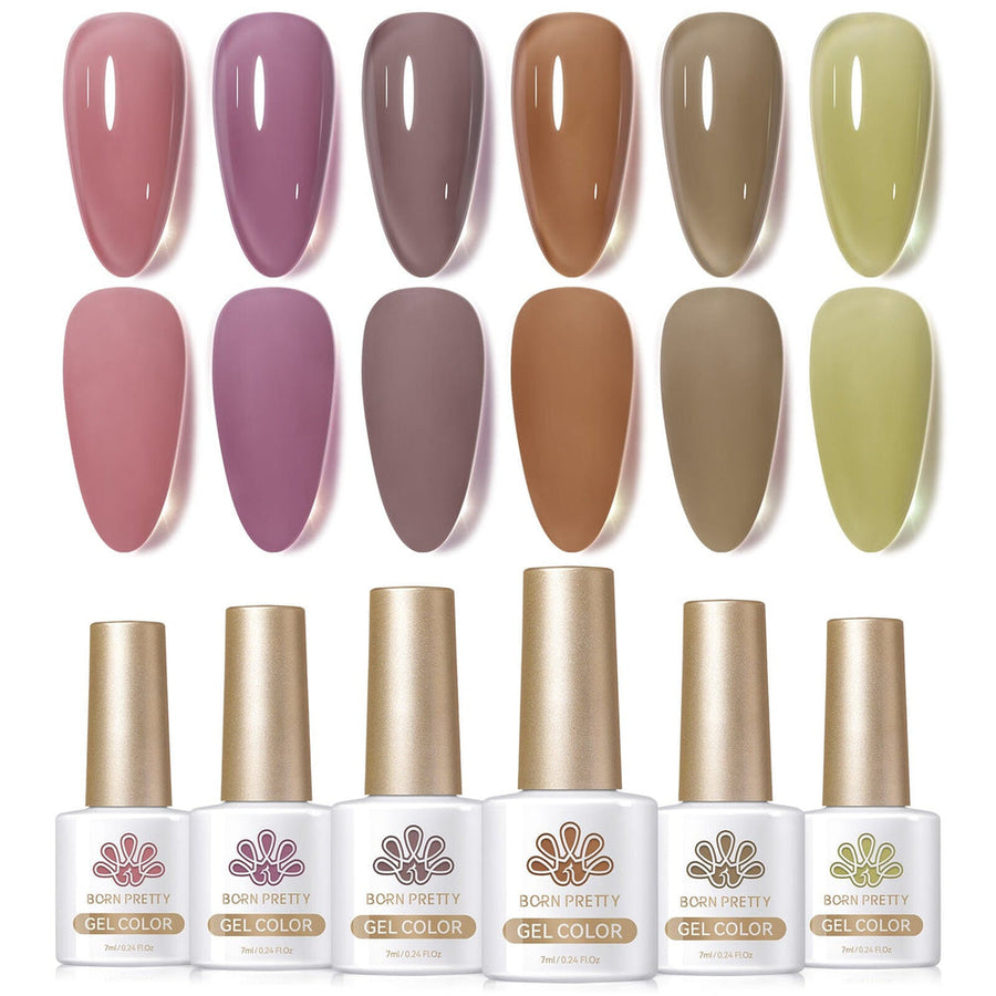 6 Colors Smoky Rose Milky Jelly Gel Set 7ml