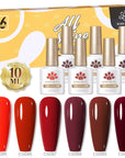 Red 6 Colors Gel Polish Set 19 10ml