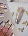 Gold Silver Butterfly Alloy Charms Rhinestones Nail Decoration