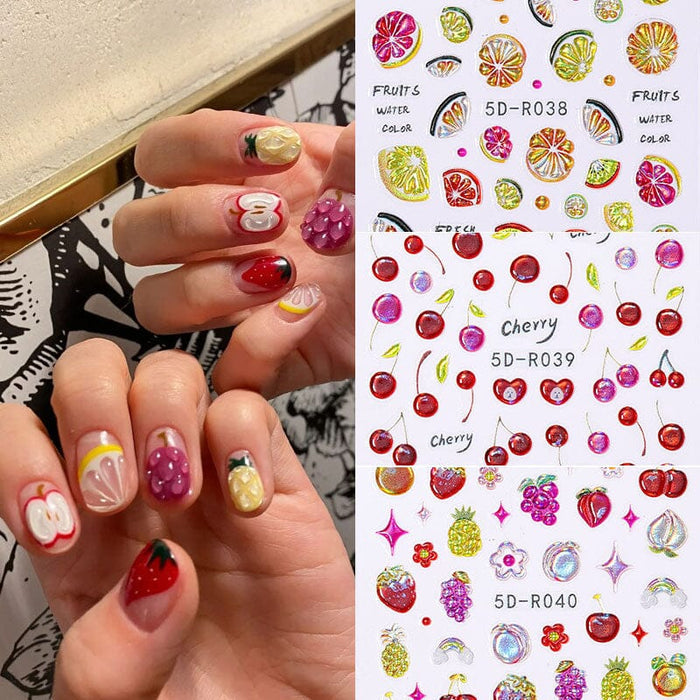 Fruit Flower Butterfly 5D Nail Stickers