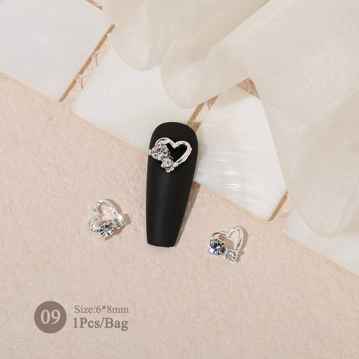 Butterfly Heart Pearly Alloy Nail Decoration