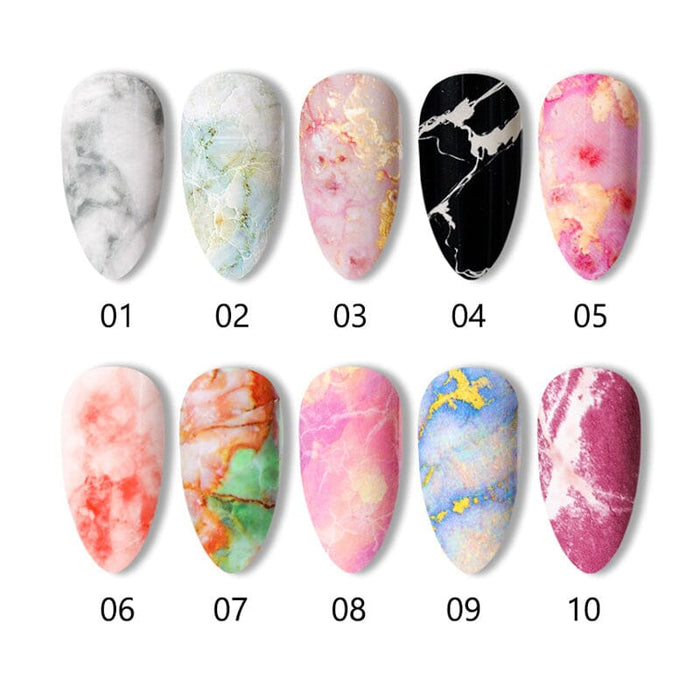 10pcs Marble Nail Foil Stickers