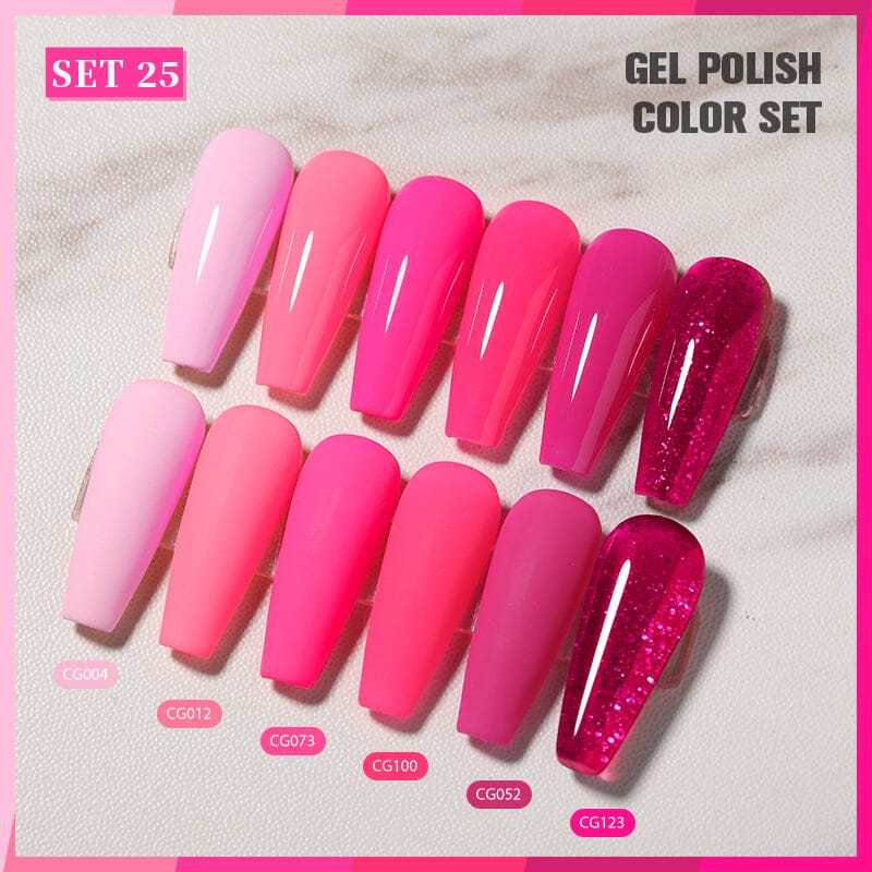 Pink 6 Colors Gel Polish Set 10ml