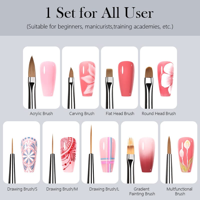 9pcs Nail Brush Set