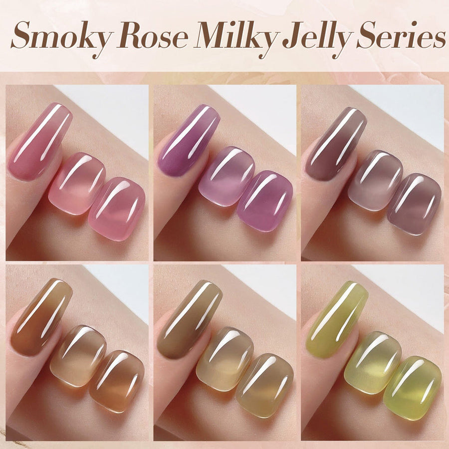 6 Colors Smoky Rose Milky Jelly Gel Set 7ml