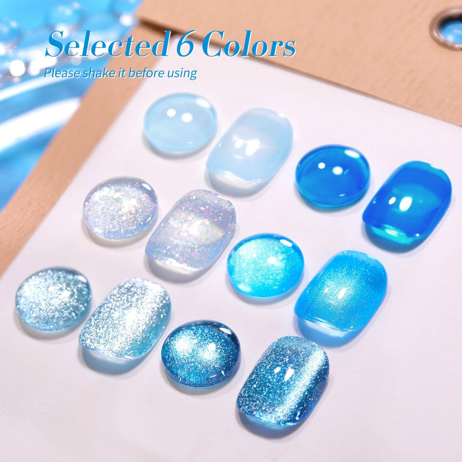 6 Colors Gel Polish Blue Stars Mixed Set 7ml