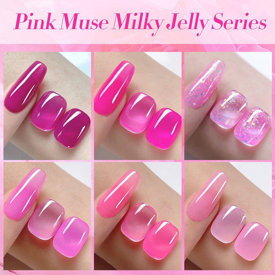 6 Colors Pink Muse Milky Jelly Gel Polish Set 7ml