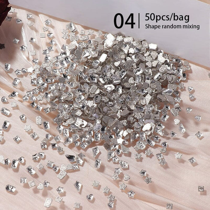 50pcs Silver Nail Rhinestones 04