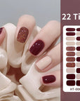 22 Tips Pure Glitter Colors Semi Cured Gel Nail Strips