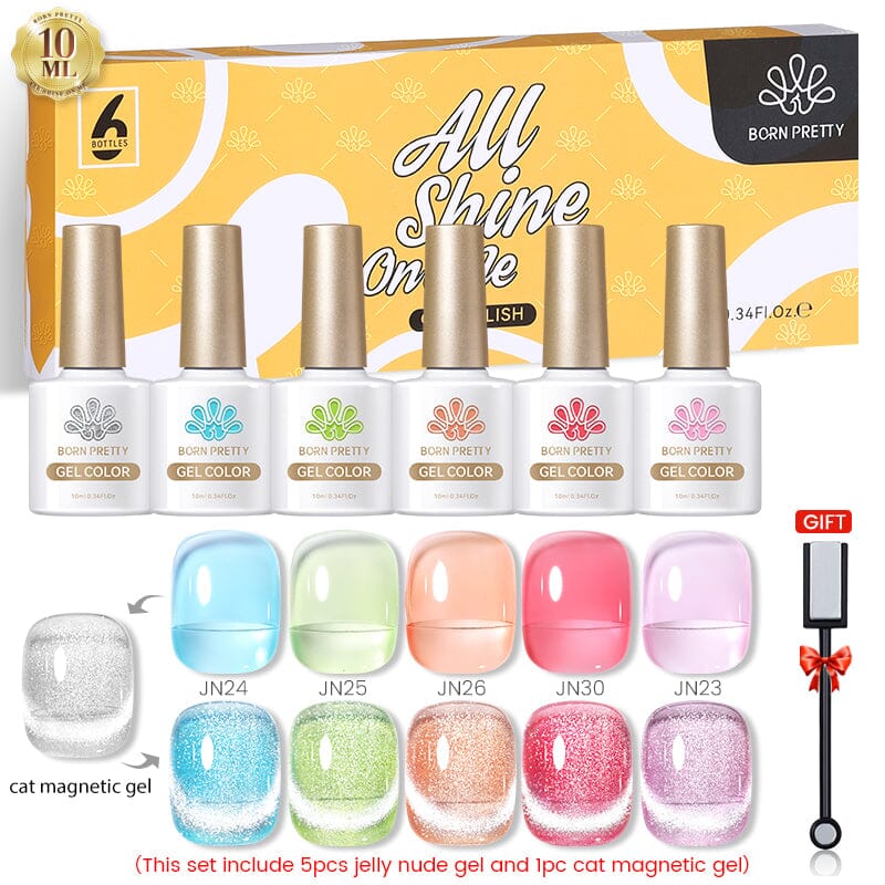 6 Colors Jelly Jude & Cat Magnetic Gel Set 09 10ml with Magnetic Stick