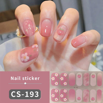 12 Tips Spring Summer Flowers Heart Semi Cured Gel Nail Strips