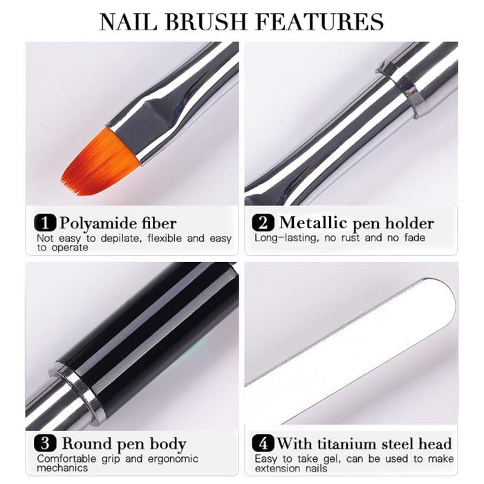 UV Gel Double Head Nail Brush - Black