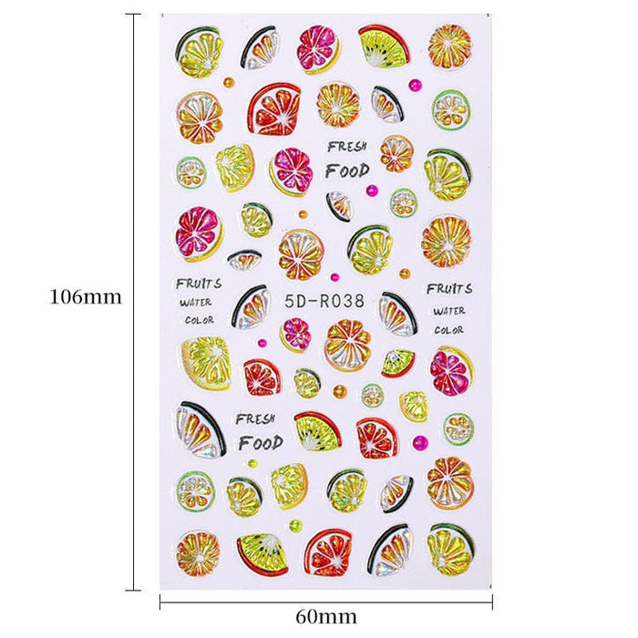 Fruit Flower Butterfly 5D Nail Stickers