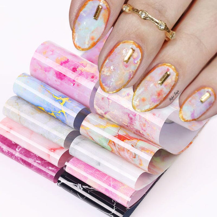 10pcs Marble Nail Foil Stickers