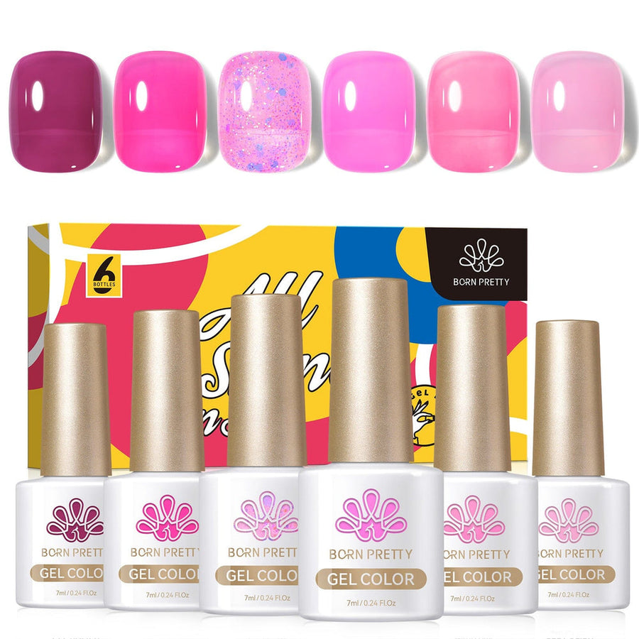 6 Colors Pink Muse Milky Jelly Gel Polish Set 7ml