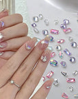 Mix Shapes Nail Art Decorations Sparkle Mini Auroras Ice Translucent Rhinestone Nail Art Manicure