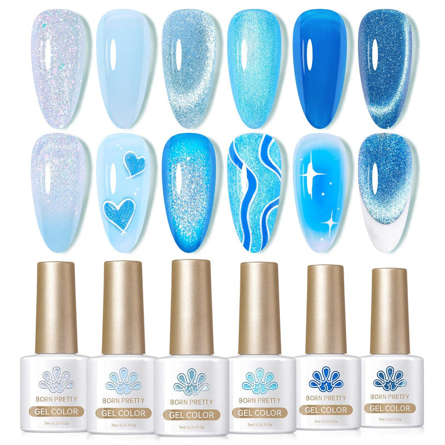 6 Colors Gel Polish Blue Stars Mixed Set 7ml