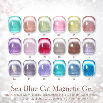 18 Colors Sea Blue Cat Magnetic Gel Set 10ml