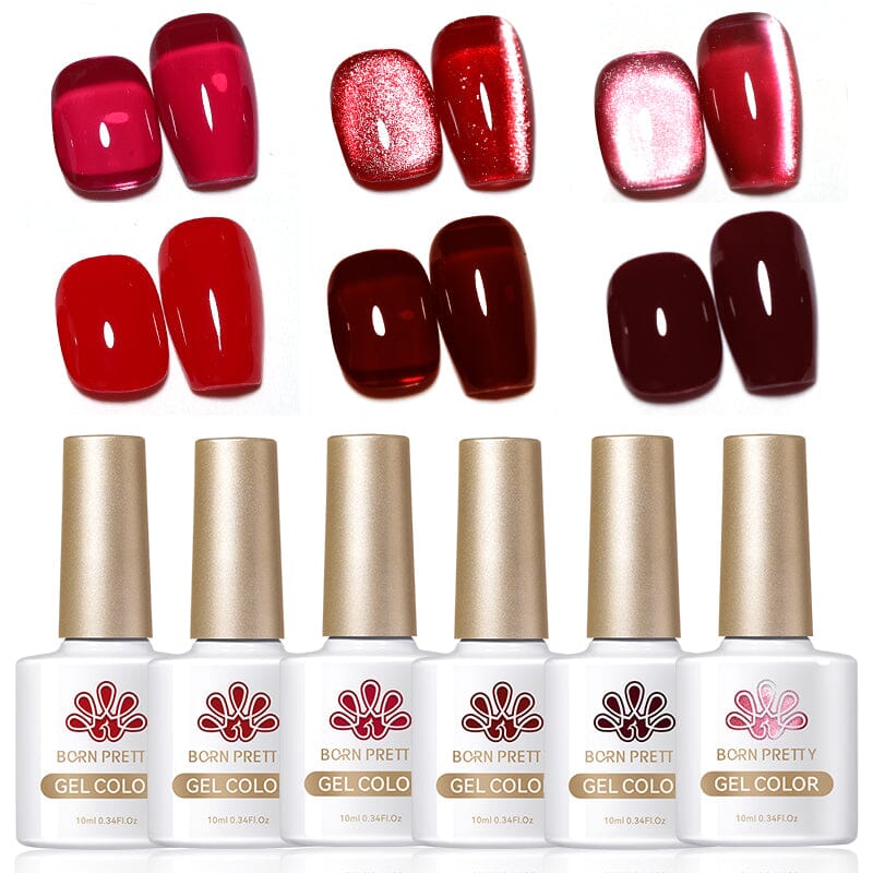 6 Colors Red Gel Polish Set 10ml