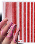 Red Glitter Line Nail Sticker