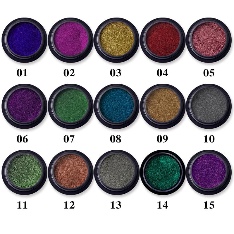 15 Colors Mirror Nail Powder Set