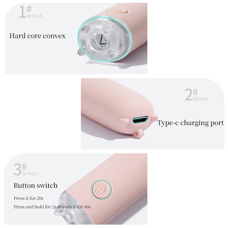 3W LED Nail Lamp 180MAH Type-c Rechargeable White