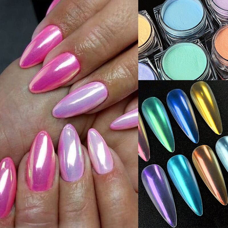 8pcs Neon Pearly Nail Powder