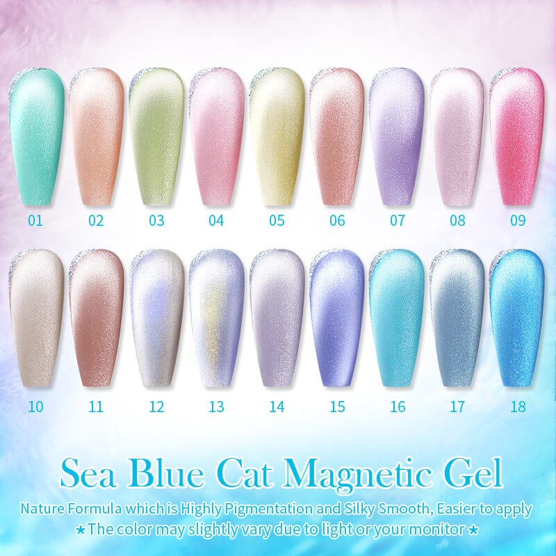 18 Colors Sea Blue Cat Magnetic Gel Set 10ml