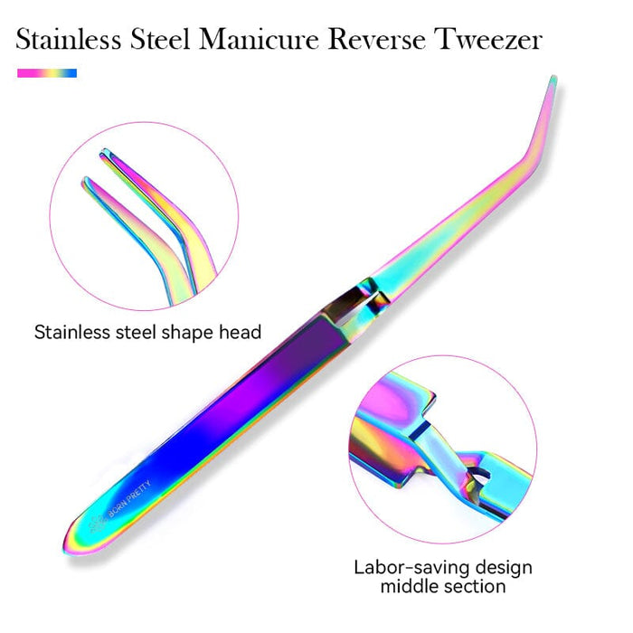 Stainless Steel Manicure Reverse Tweezer 07