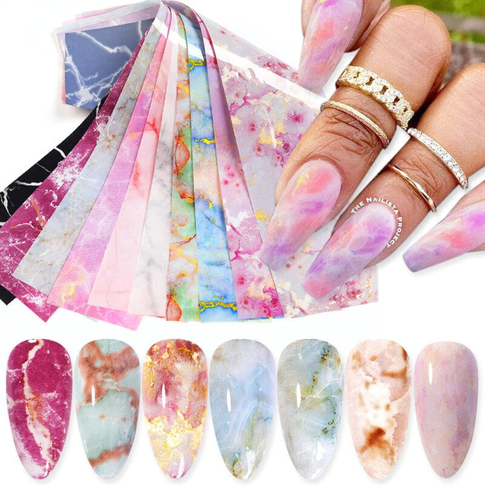 10pcs Marble Nail Foil Stickers