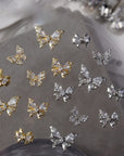 Gold Silver Butterfly Alloy Charms Rhinestones Nail Decoration