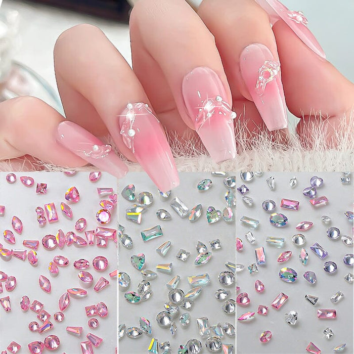 Mix Shapes Nail Art Decorations Sparkle Mini Auroras Ice Translucent Rhinestone Nail Art Manicure