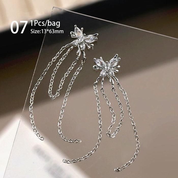 Silver Alloy Butterfly Bowknot Charm Rhinestones